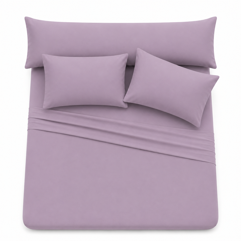 Ultra Soft 4-Piece Bed Sheet Set – Flat Sheet with Long Pillow Cover & 2 Pillowcases – for 160 cm Bed Soft Cotton Blend Bedding Set