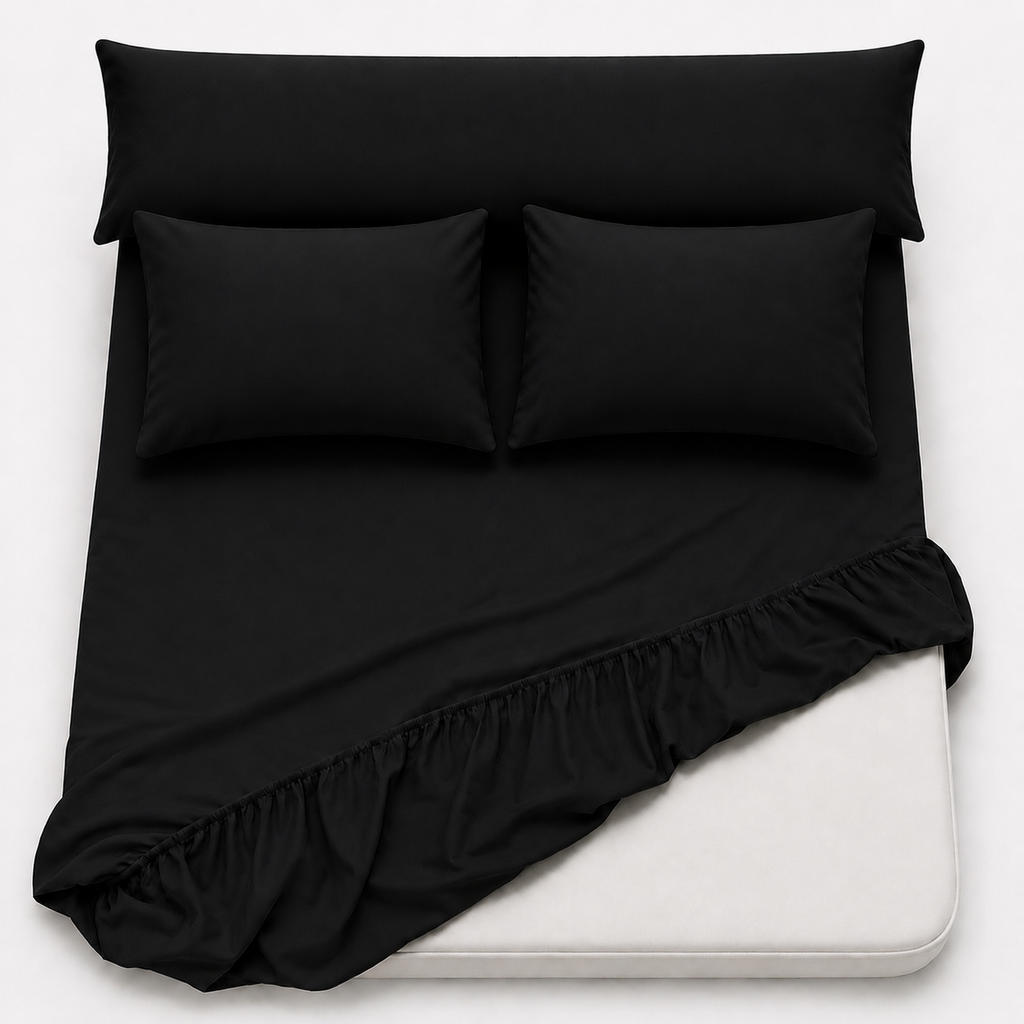 Ultra Soft 4-Piece Bed Sheets Set — Deep Pocket Fitted Sheet -2 Pillowcases & Large Pillowcase - Deep Pocket with 360° Elastic Band, | All-Around Stretch Fit, Easy-Care Fabric (, 160 CM, 4)