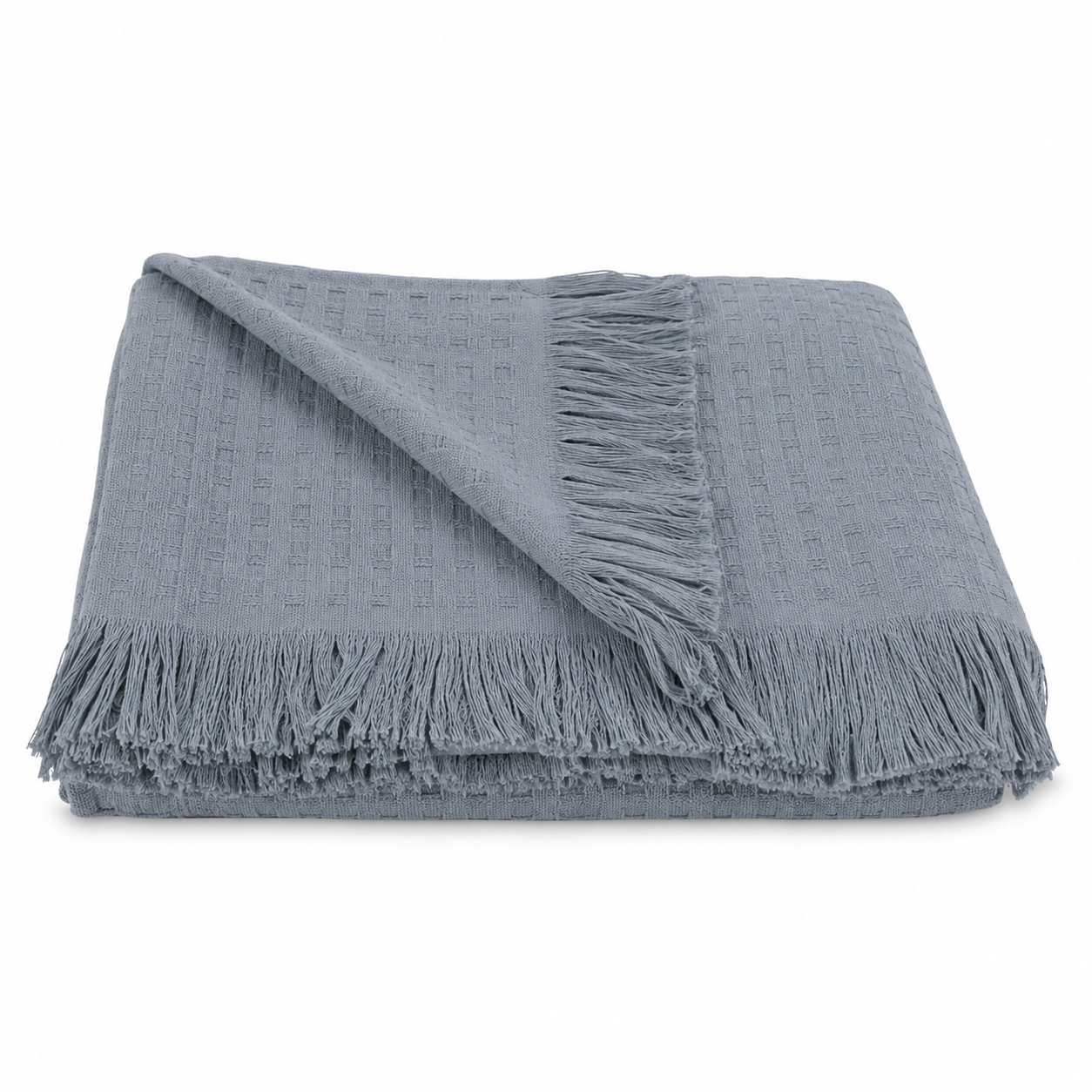 Orian Luxury Waffle Comforter Throw Blanket 220x240 cm – Soft Decorative Coverlet with Tassel Fringe