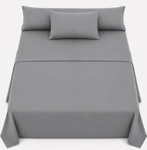 Ultra Soft 3-Piece Bed Sheet Set – Flat Sheet with Long Pillow Cover & 1 Pillowcases – for 120 cm Bed Soft Cotton Blend Bedding Set