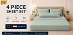 طقم ملاءات سرير فائقة النعومة من 4 قطع — ملاءة سفلية بجيوب عميقة - غطاءان وسائد وغطاء وسادة كبير - جيب عميق مع شريط مطاطي 360 درجة، | ملاءمة مطاطية من جميع الجوانب، قماش سهل العناية (، 160 سم، 4)