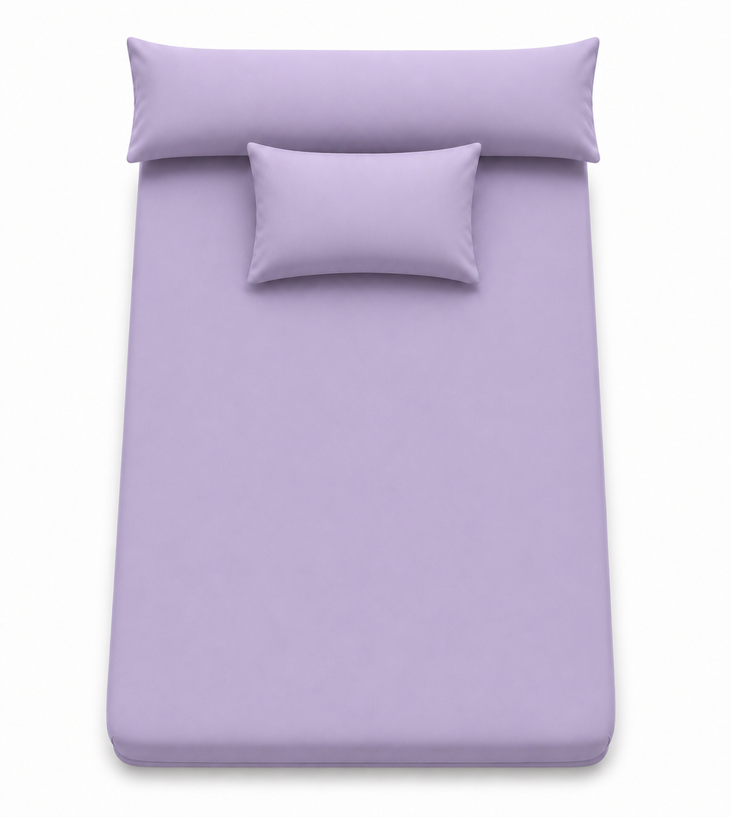 Ultra Soft 3-Piece Bed Sheet Set – Flat Sheet with Long Pillow Cover & 1 Pillowcases – for 120 cm Bed Soft Cotton Blend Bedding Set