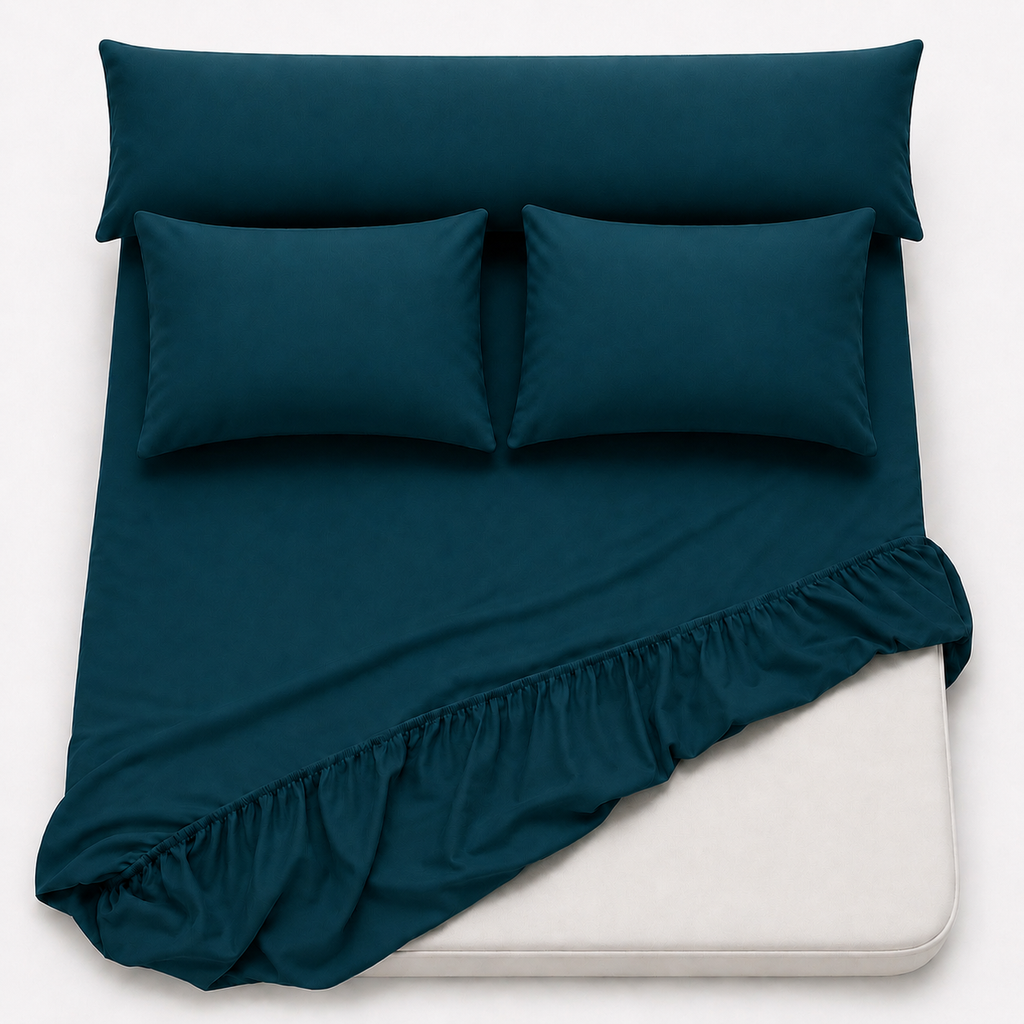 Ultra Soft 4-Piece Bed Sheets Set — Deep Pocket Fitted Sheet -2 Pillowcases & Large Pillowcase - Deep Pocket with 360° Elastic Band, | All-Around Stretch Fit, Easy-Care Fabric (, 160 CM, 4)