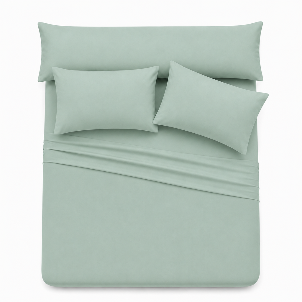 Ultra Soft 4-Piece Bed Sheet Set – Flat Sheet with Long Pillow Cover & 2 Pillowcases – for 160 cm Bed Soft Cotton Blend Bedding Set