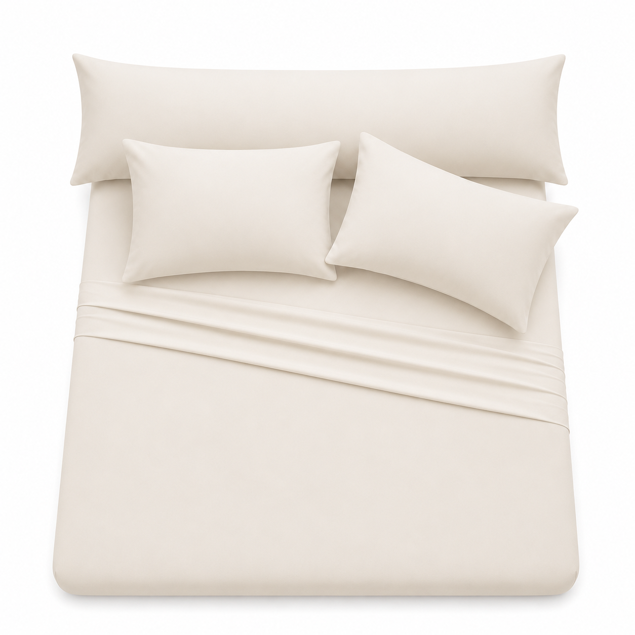 Ultra Soft 4-Piece Bed Sheet Set – Flat Sheet with Long Pillow Cover & 2 Pillowcases – for 160 cm Bed Soft Cotton Blend Bedding Set