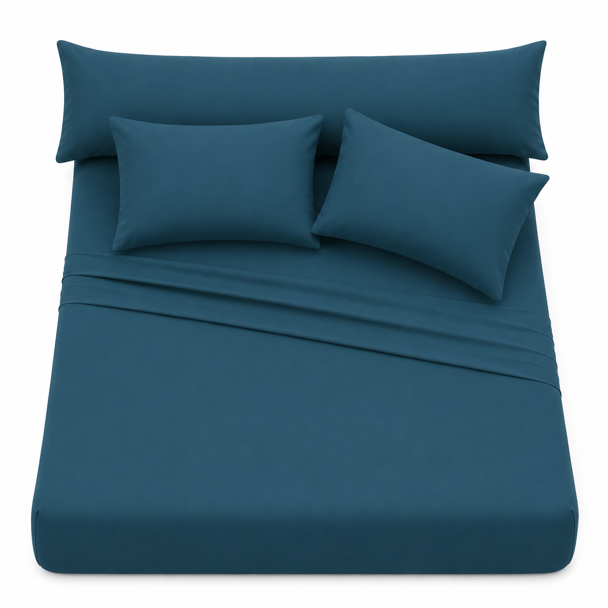Ultra Soft 4-Piece Bed Sheet Set – Flat Sheet with Long Pillow Cover & 2 Pillowcases – for 160 cm Bed Soft Cotton Blend Bedding Set