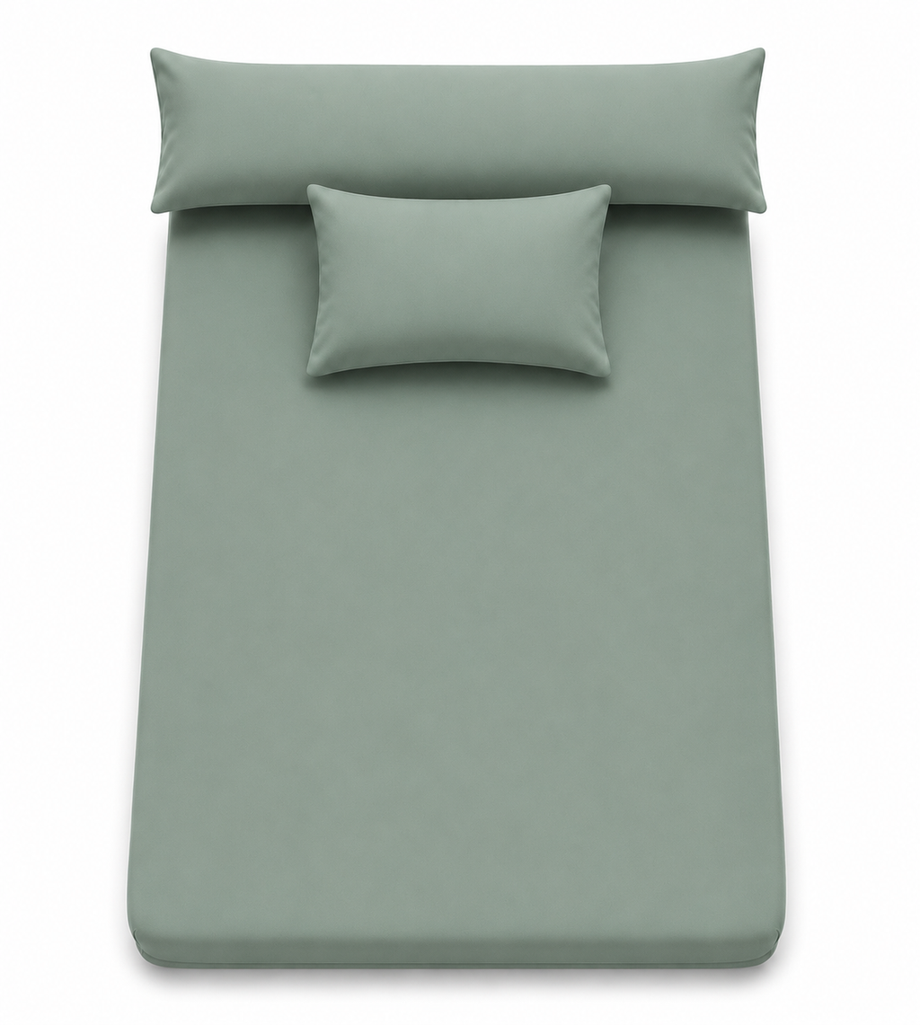 Ultra Soft 3-Piece Bed Sheet Set – Flat Sheet with Long Pillow Cover & 1 Pillowcases – for 120 cm Bed Soft Cotton Blend Bedding Set