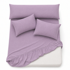 Ultra Soft 4-Piece Bed Sheets Set — Deep Pocket Fitted Sheet -2 Pillowcases & Large Pillowcase - Deep Pocket with 360° Elastic Band, | All-Around Stretch Fit, Easy-Care Fabric (, 160 CM, 4)