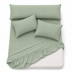 Ultra Soft 4-Piece Bed Sheets Set — Deep Pocket Fitted Sheet -2 Pillowcases & Large Pillowcase - Deep Pocket with 360° Elastic Band, | All-Around Stretch Fit, Easy-Care Fabric (, 160 CM, 4)