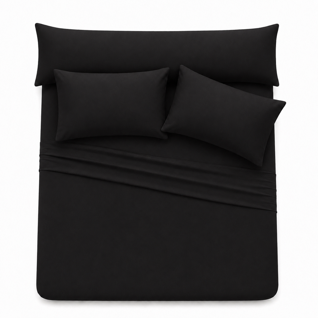 Ultra Soft 4-Piece Bed Sheet Set – Flat Sheet with Long Pillow Cover & 2 Pillowcases – for 160 cm Bed Soft Cotton Blend Bedding Set