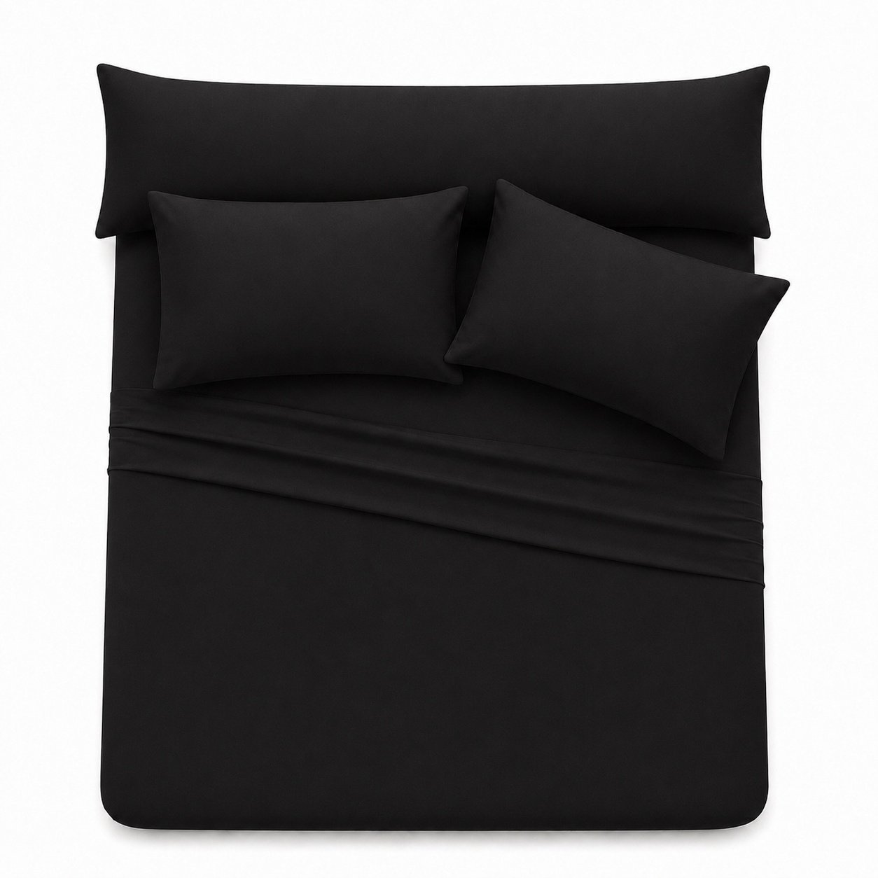 Ultra Soft 4-Piece Bed Sheet Set – Flat Sheet with Long Pillow Cover & 2 Pillowcases – for 160 cm Bed Soft Cotton Blend Bedding Set